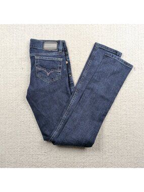 Y2K Versace Jeans Skinny Jeans Wom 25 Denim Italy Made Rhinestone Glam Bling